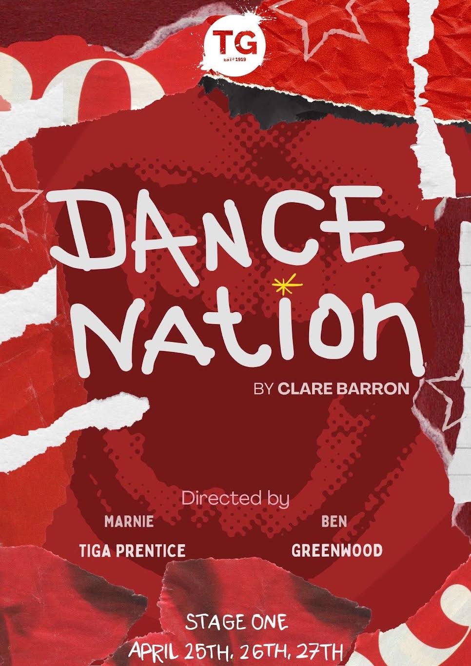 Dance Nation Show info poster red mouth full of teeth