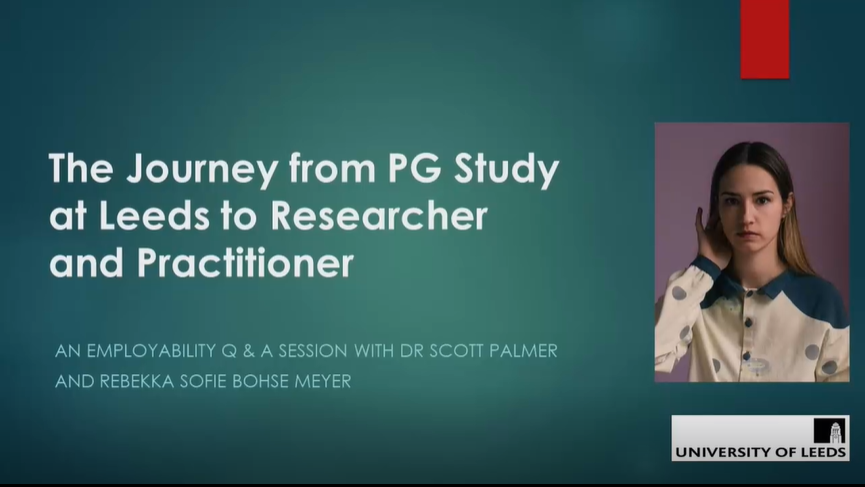 The Journey from PG Study at Leeds to researcher and practitioner: Q&A with Dr Scott Palmer & Rebekka Sofie Bohse Meyer