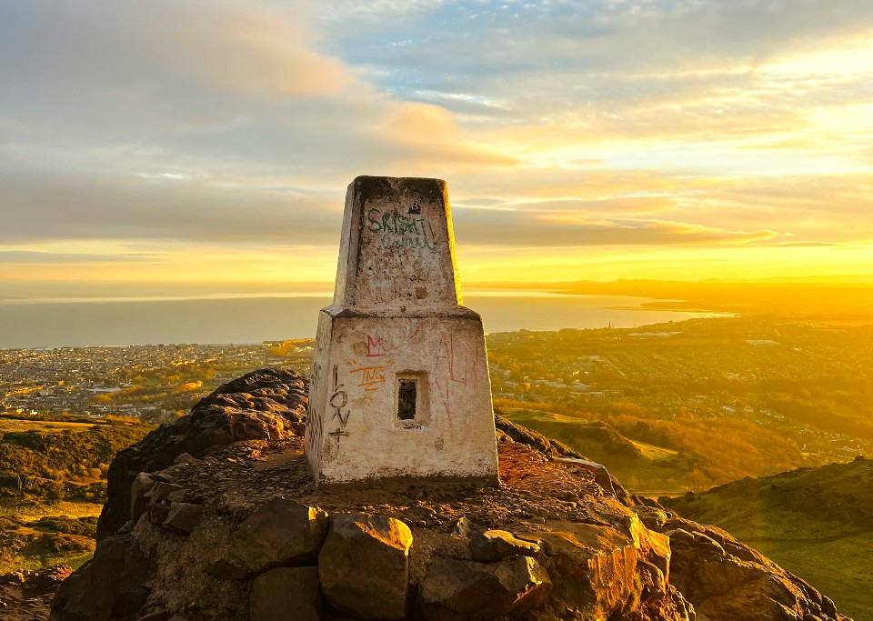 The top of arthur's seat at dawn or dusk